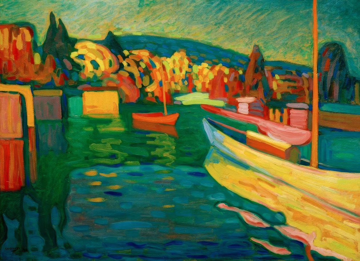 カンディンスキーAutumn Landscape with Boats模写 Autumn Landscape with Boats by Wassily Kandinsky